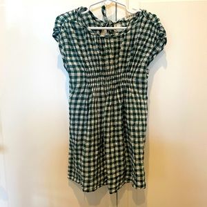 MABO short sleeve green gingham dress, 4/5T